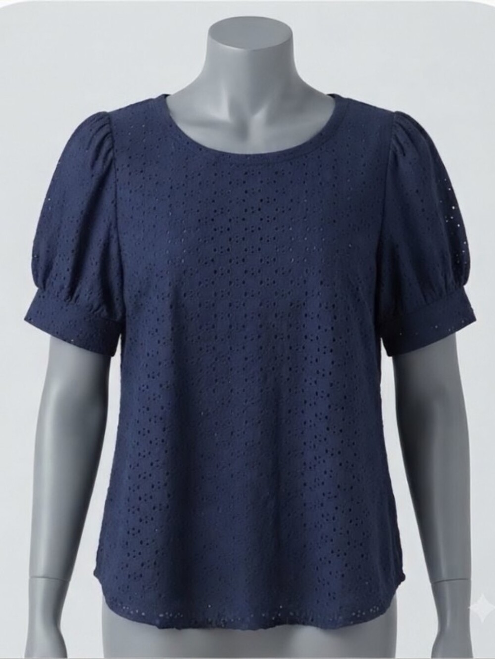 Kim & Cami Navy Blue Eyelit Blouse
